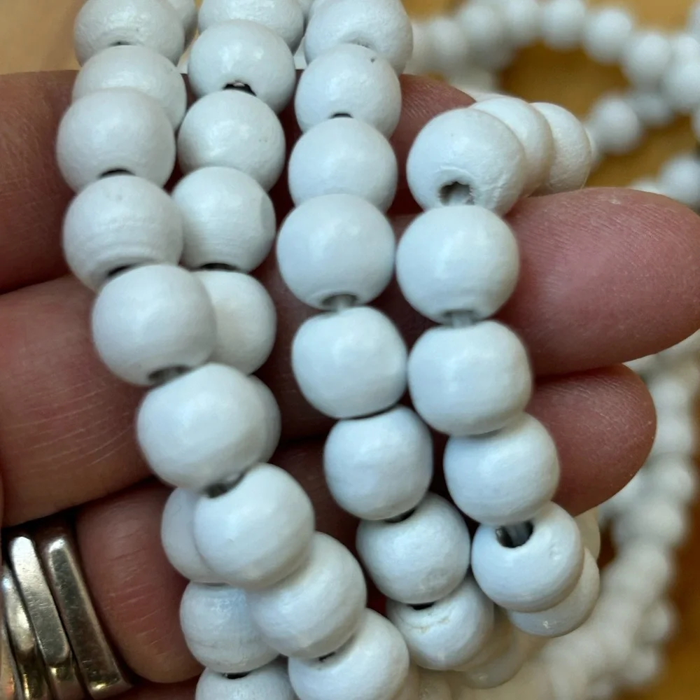 Vintage White Beads Strands Christmas Garland Small Large 274 Inches